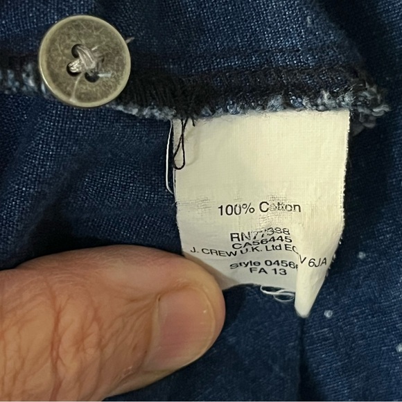 MADEWELL Chambray Denim Shirt Womens Small Blue Dot Henley Long Sleeve - Picture 7 of 8